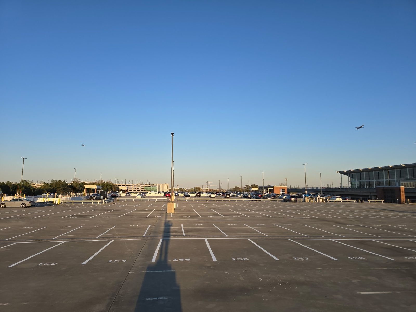 Freshly striped parking lot completed by Lance's Property Services